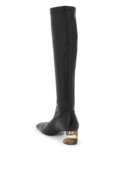 Shop Jil Sander Stretch Leather Boots In Nero