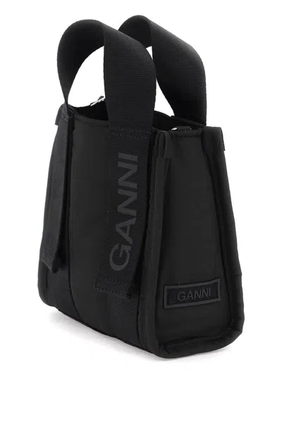 Shop Ganni Tech Mini Tote Bag In Nero