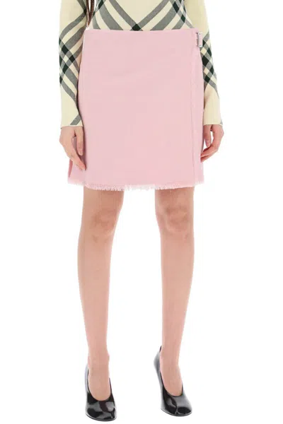 Shop Burberry Textured Wool Mini Kilt Skirt In Rosa