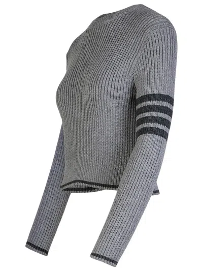 Shop Thom Browne '4 Bar' Grey Virgin Wool Sweater