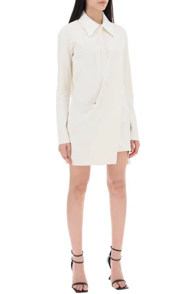 Shop Courrèges Twisted Polo Mini Dress In Bianco
