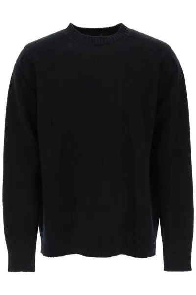 Shop Oamc Wool Sweater With Jacquard Logo In Nero