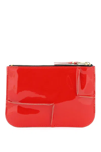 Shop Comme Des Garçons Zip Around Patent Leather Wallet With Zipper In Rosso
