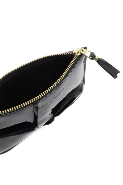 Shop Comme Des Garçons Zip Around Patent Leather Wallet With Zipper In Nero