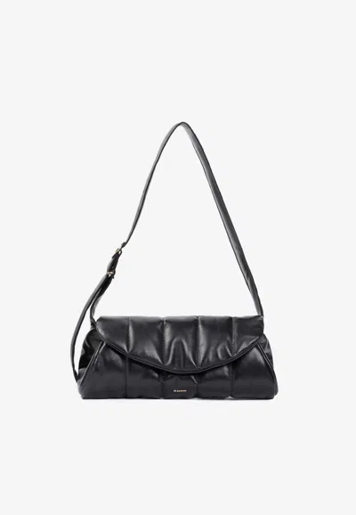 Shop Jil Sander Cannolo Padded Shoulder Bag In Black