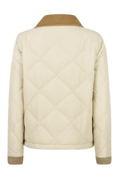 Shop Fay Quilted Jacket 3 Hooks In Sand