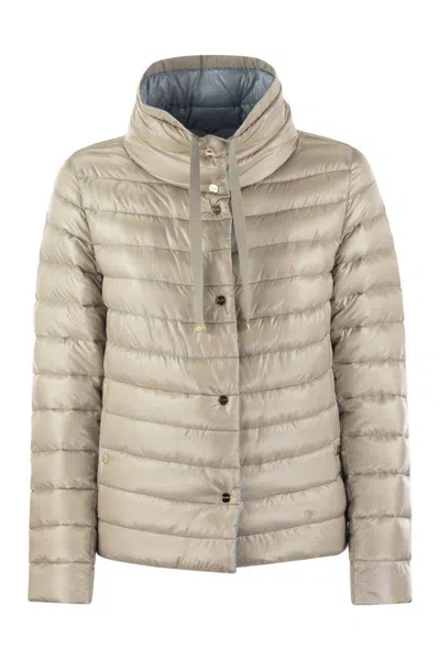 Herno Reversible Jacket In Ultralight Nylon In Champagne/light Blue