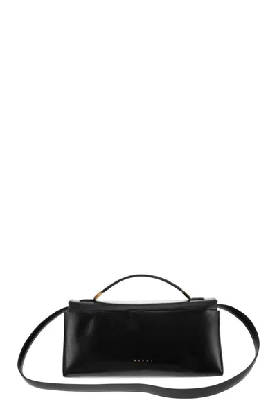 Shop Marni Prisma Leather Handbag In Black