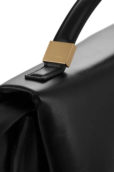 Shop Marni Prisma Leather Handbag In Black