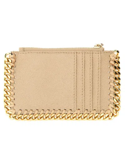 Shop Stella Mccartney Card Holder "falabella" In Beige