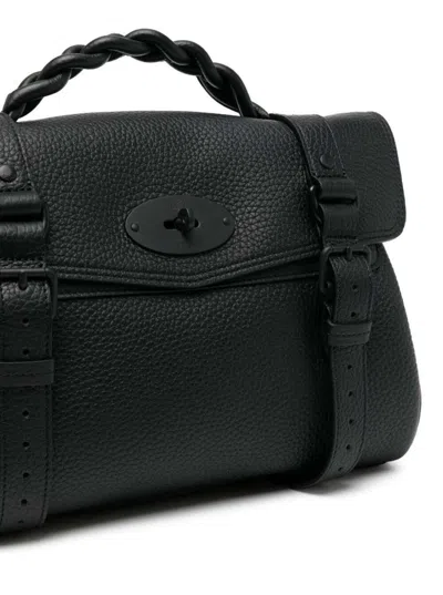 Shop Mulberry Alexa Heavy  Black Leather Handbag  Woman