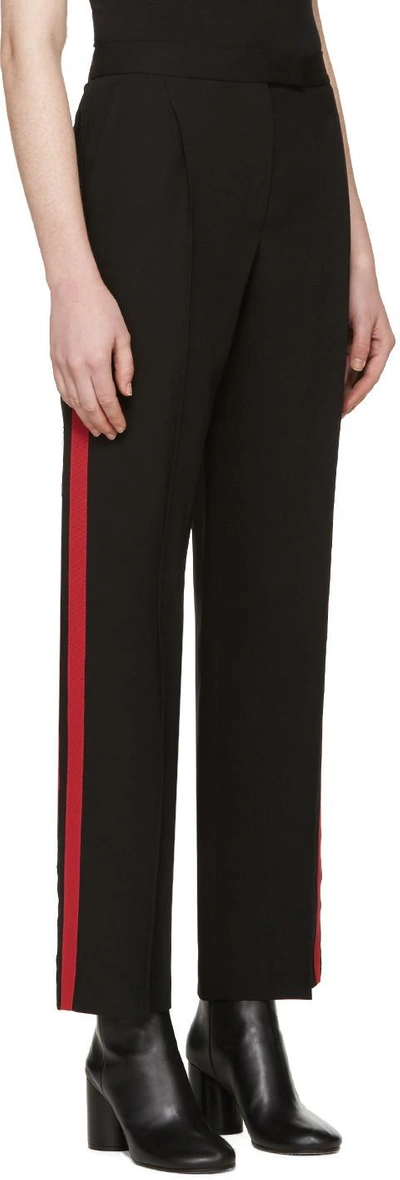 Shop Alexander Mcqueen Black & Red Band Trousers