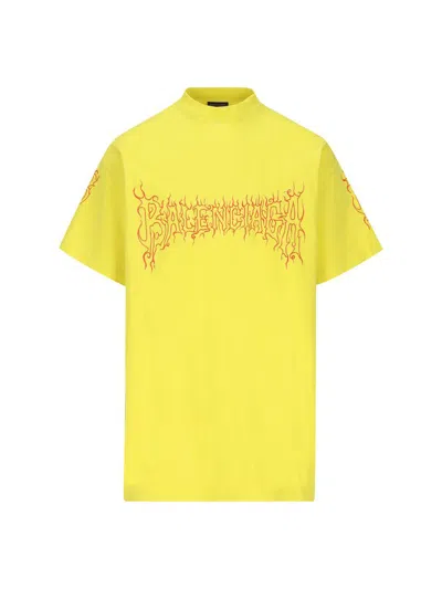 Shop Balenciaga T-shirt And Polo In Yellow/red