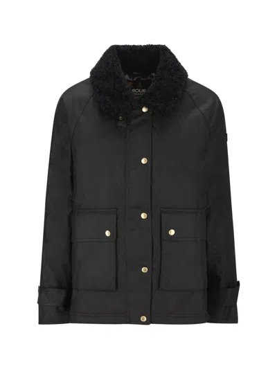 Barbour Collared Button In Black/jaguar