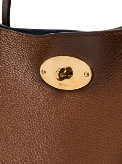 Shop Mulberry Brown 'bayswater' Hand Bag With Flap Detail In Leather Woman