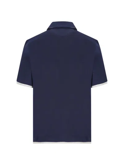 Shop Brunello Cucinelli T-shirt And Polo In Prussian Blue+light Gray