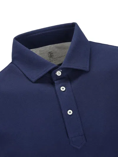 Shop Brunello Cucinelli T-shirt And Polo In Prussian Blue+light Gray