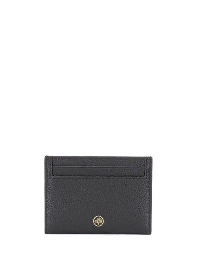 Shop Mulberry Continental Grey Leather Card Holder With Logo In Black