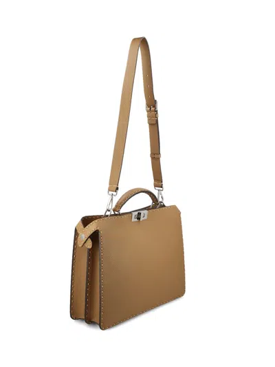 Shop Fendi Handbags In Sand+palladium