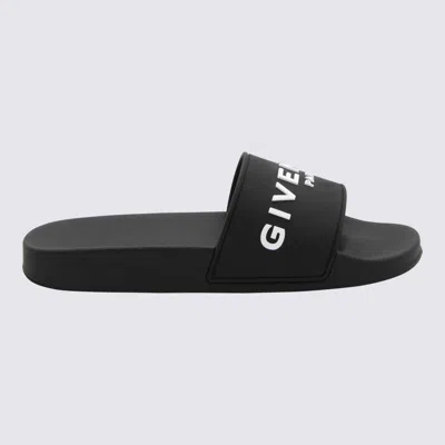 Shop Givenchy Black Rubber Logo Sliders