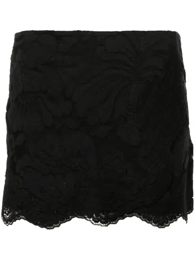 N°21 Floral-lace Mini Skirt In Black