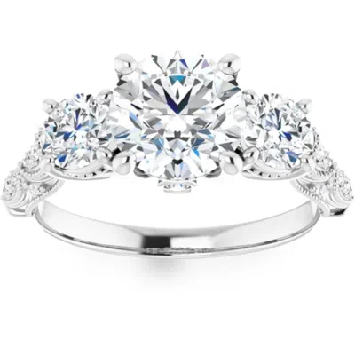 Pompeii3 3ct Vintage Diamond 3 Stone Engagement Ring Lab Grown In White Or Yellow Gold In Multi