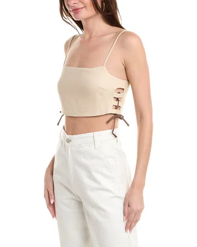 Shop Hevron Luisa Linen Crop Top In Brown