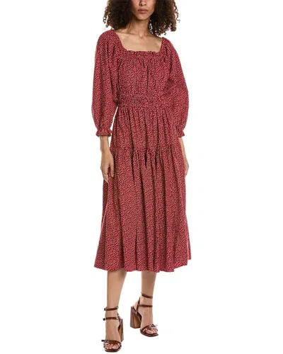 The Great Reunion Printed Midi-dress In Red