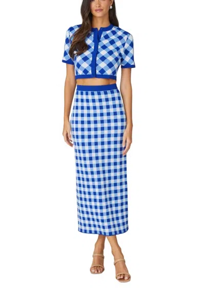 Shop Shoshanna Bobie Skirt In Blue/optic White In Multi