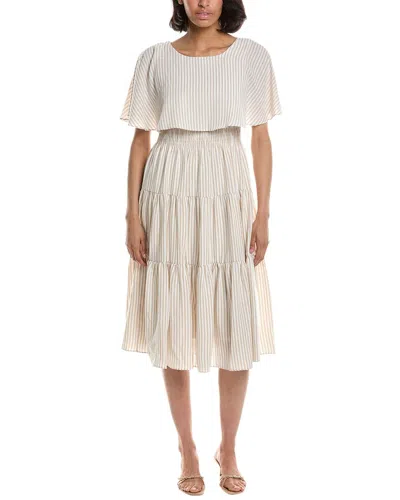 Shop Maison Tara Tiered Linen-blend Midi Dress In Brown