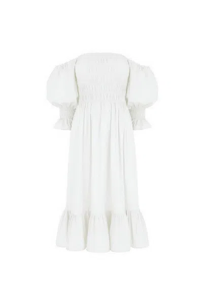 Shop Monica Nera Isabel Midi Dress In White