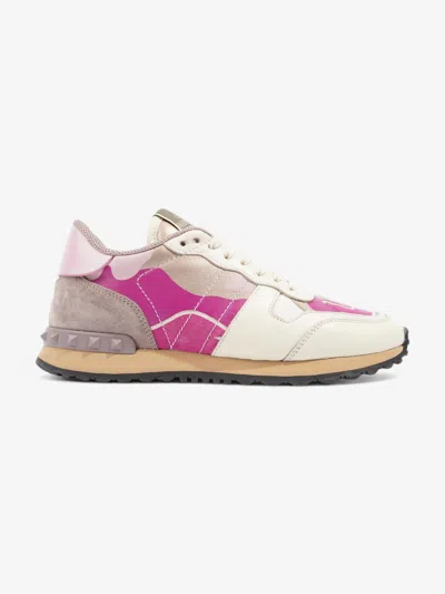 Shop Valentino Rockrunner Sneakers Cream / Lilac / Leather In White