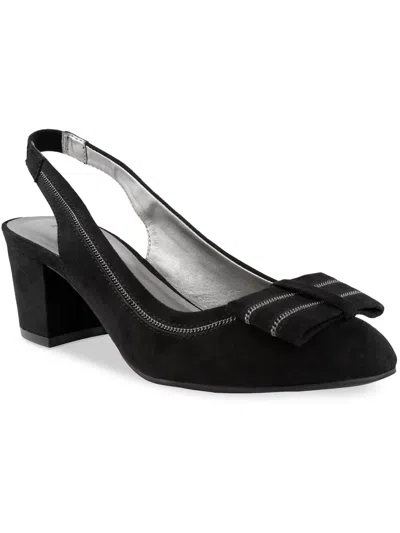 Shop Karen Scott Lanna Womens Faux Suede Almond Toe Slingback Heels In Black