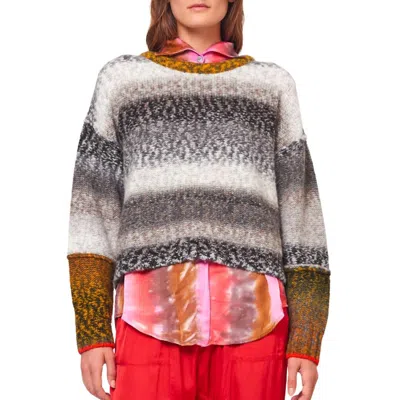 Shop Raquel Allegra Iris Pullover Sweater In Grey Olive Combo In Multi