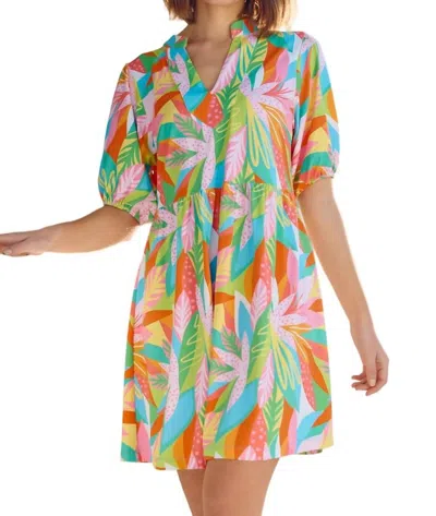 Shop Mary Square Short Sleeved Dress In Get Tropical In Multi