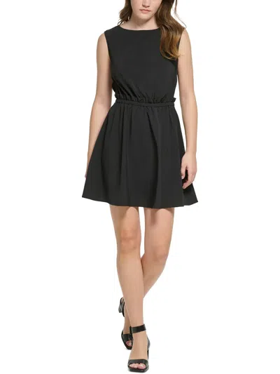Shop Calvin Klein Womens Mini Polyester Fit & Flare Dress In Black