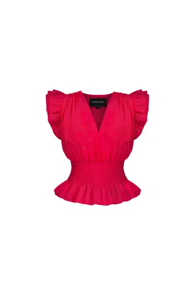Shop Monica Nera Cathy Smocked Blouse In Cherry Red