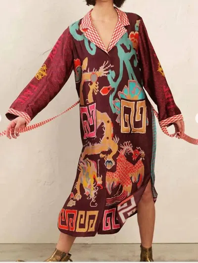 Shop Me369 Gwen Belted Midi Dress In Dragon In Multi