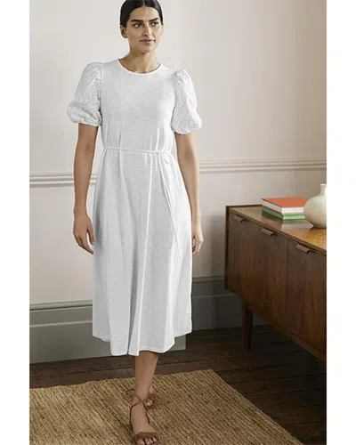 Shop Boden Broderie Mix Jersey Midi Dress In White