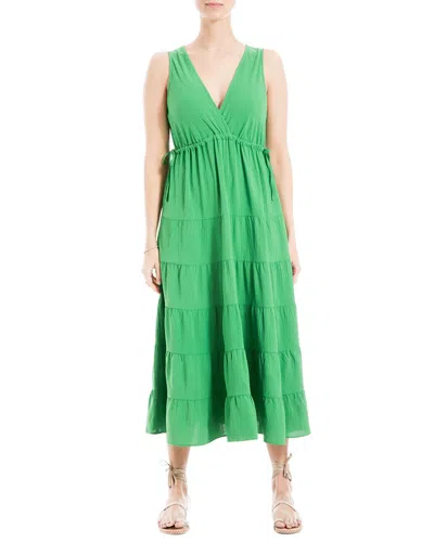 Shop Max Studio Sleeveless V-neck Tiered Maxi Dress In Green