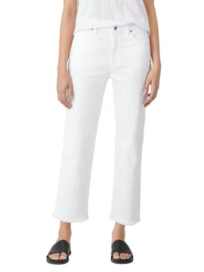 Shop Eileen Fisher Straight Ankle Jean W/ Raw Edge In White