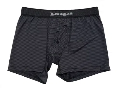 Papi Men's Stripe Boxer Brief Underwear In Charcoal Grey In Grey