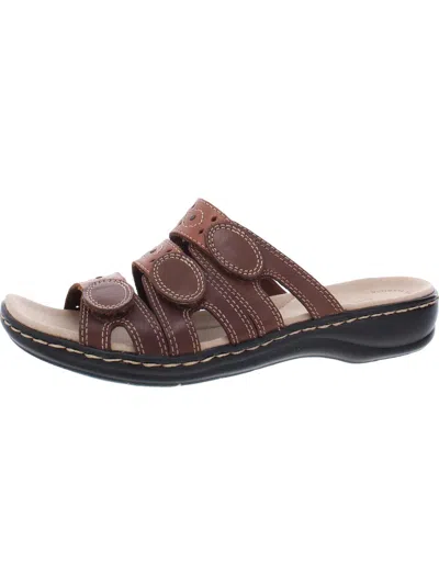 Shop Clarks Leisa Cacti Q Womens Leather Embellished Wedge Sandals In Brown