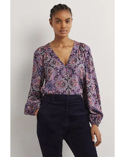 Shop Boden Placement Border Print Top In Blue