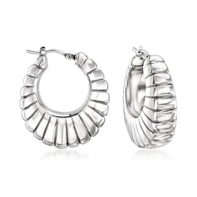 Shop Ross-simons Italian Sterling Silver Graduated Shrimp Hoop Earrings In White