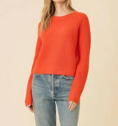 Shop One Grey Day Blakely Rib Cashmere Pullover In Poppy In Red