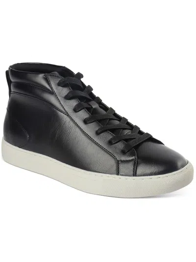 Shop Alfani Jensen Mens Faux Leather High-top Sneakers In Black