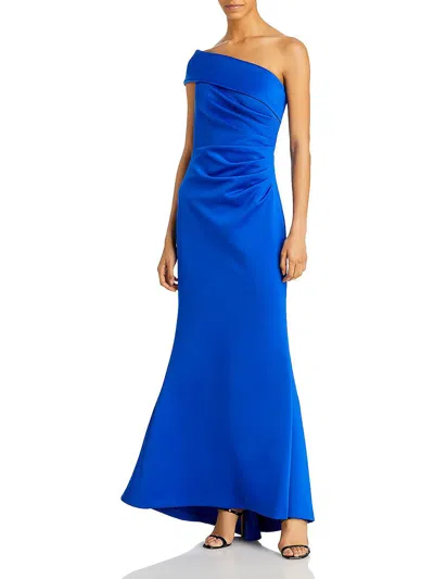 Shop Eliza J Womens One Shoulder Maxi Evening Dress In Blue