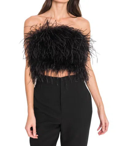 Shop Lamarque Zaina Feather Bustier Top In Black