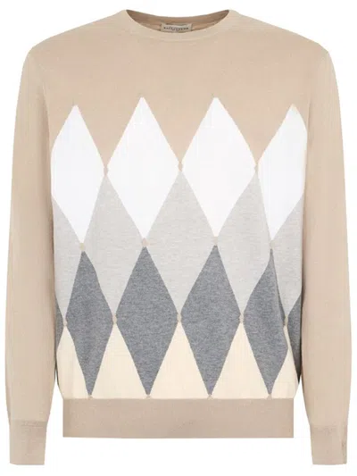 Ballantyne Diamond-print Jumper In Grey